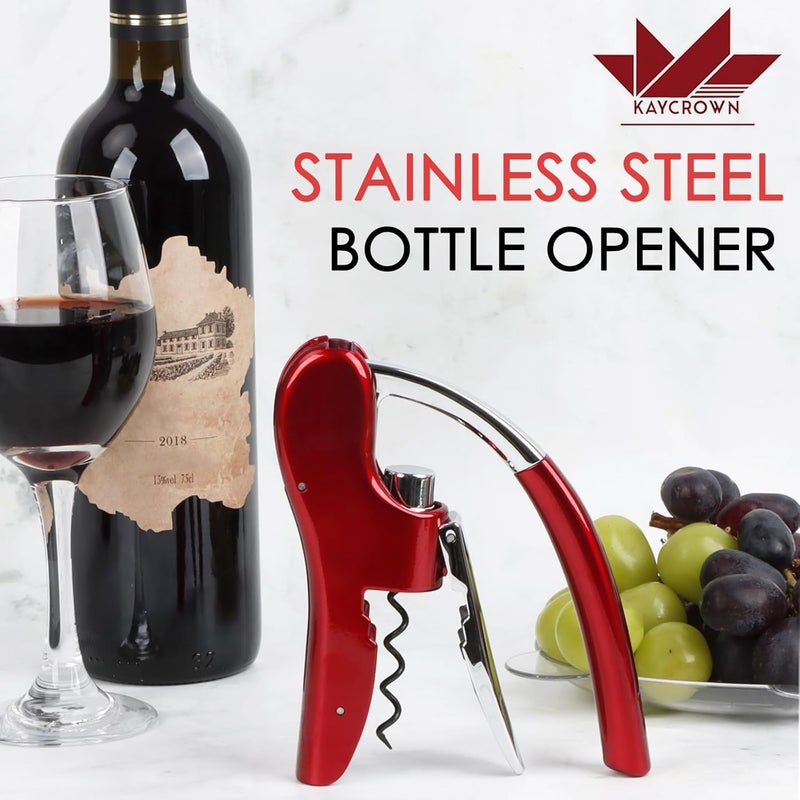 KAYCROWN Wine Bottle Opener, Vertical Lever Corkscrew with Built in Foil Cutter Design, Manual Handheld Corkscrew with Ergonomic Lever Pump - Image 4